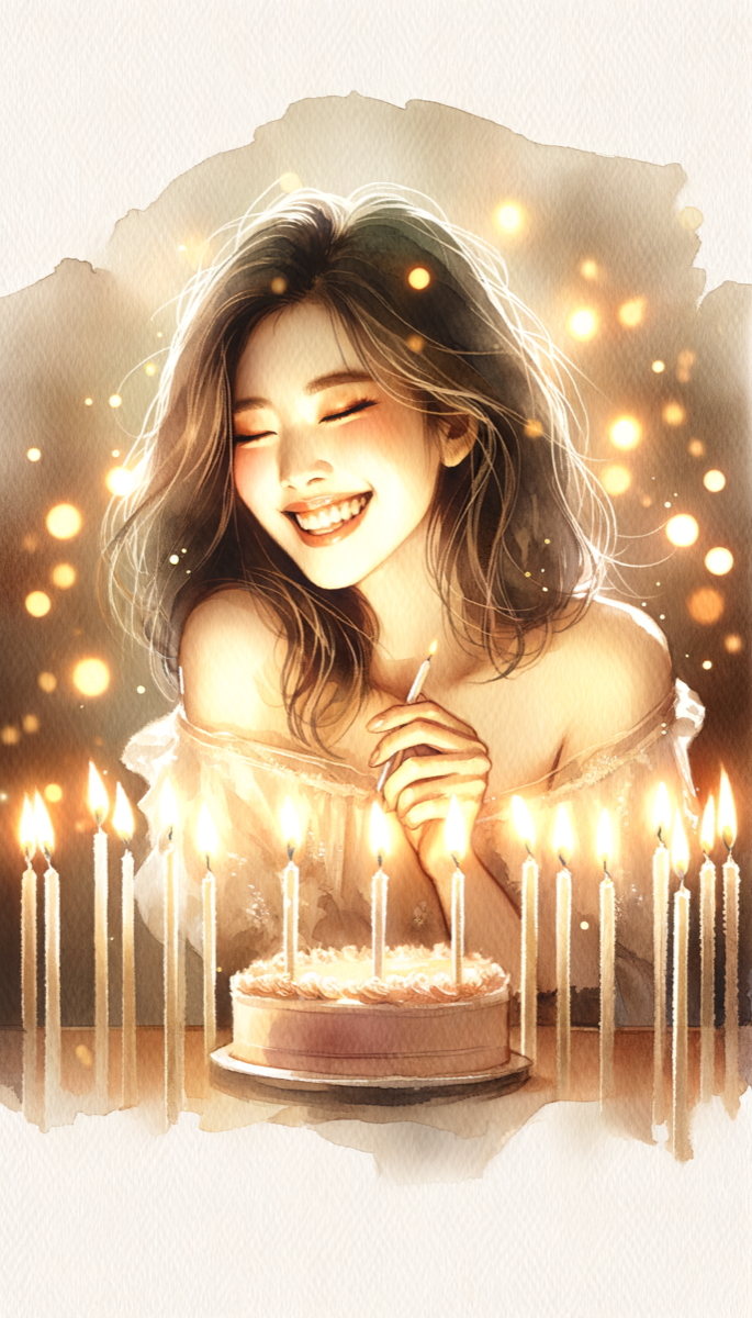 Someone smiling at a birthday celebration